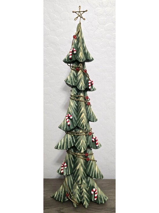 Fitz and Floyd Other - Fitz And Floyd Christmas Tree Figurine With Candy Canes & Beads 19" Tall